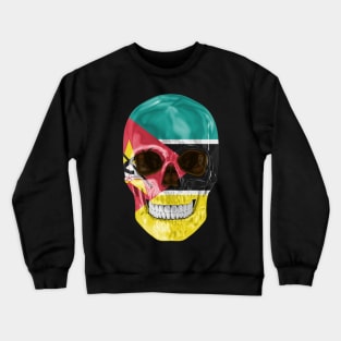 Mozambique Flag Skull - Gift for Mozambican With Roots From Mozambique Crewneck Sweatshirt